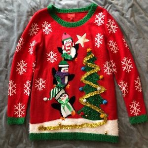 Joyland Christmas Sweater (With All the Bells and Penguins) - Size Large